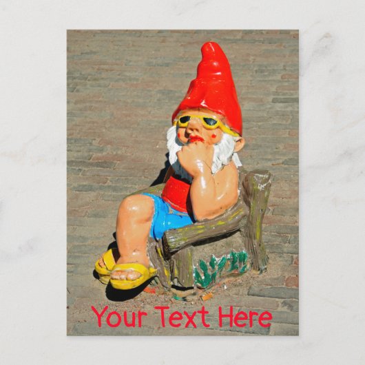 Zonnebaden gnome briefkaart (Voorkant)
