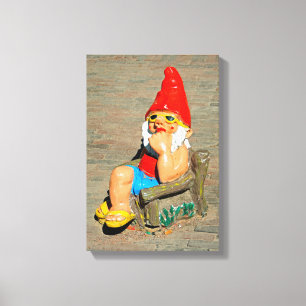 Zonnebaden gnome canvas afdruk
