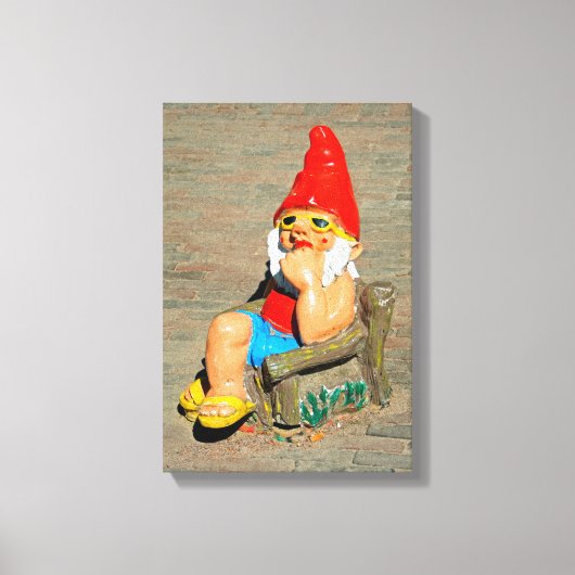 Zonnebaden gnome canvas afdruk (Voorkant)