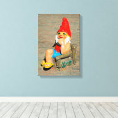 Zonnebaden gnome canvas afdruk (Insitu (Houten vloer))