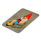Zonnebaden gnome magneet (Linkerzijde)