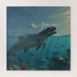 Zonnebaden Mosasaur (Dinosaurus Art) Mok Legpuzzel