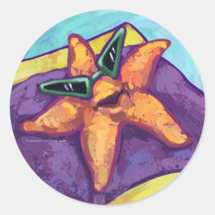 Zonnebaden Starfish Ronde Sticker