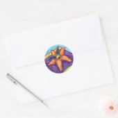 Zonnebaden Starfish Ronde Sticker (Envelop)