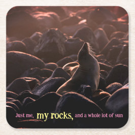 Zonnebaden zee leeuw kartonnen onderzetters