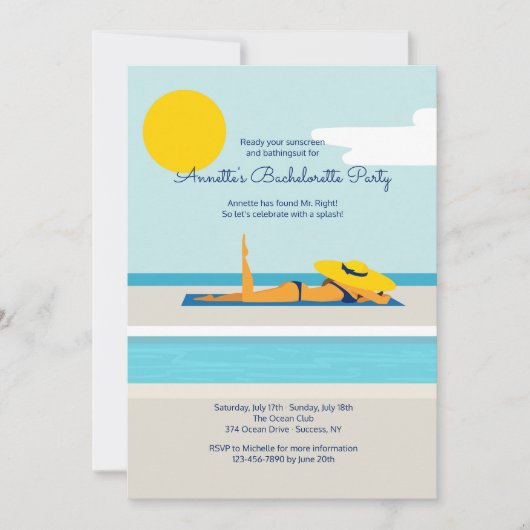Zonnebaden Zwembad Party uitnodiging (Voorkant)