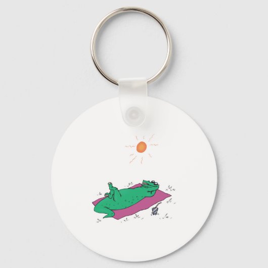 Zonnebadende krokodil sleutelhanger (Voorkant)