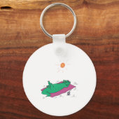 Zonnebadende krokodil sleutelhanger (Voorkant)