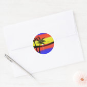 Zonnebak met palmbomen ronde sticker (Envelop)