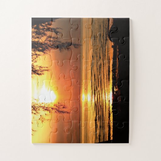 Zonnebak met strand en bomen Jigzaag P Legpuzzel (Verticaal)