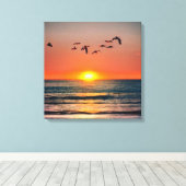 Zonnebak met vogels canvas afdruk (Insitu (Houten vloer))