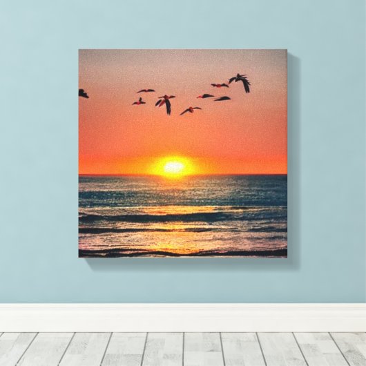 Zonnebak met vogels canvas afdruk (Insitu (Houten vloer))