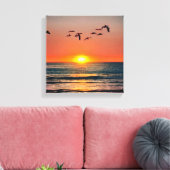 Zonnebak met vogels canvas afdruk (Insitu (Woonkamer))