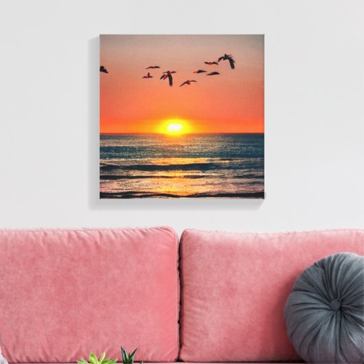 Zonnebak met vogels canvas afdruk (Insitu (Woonkamer))