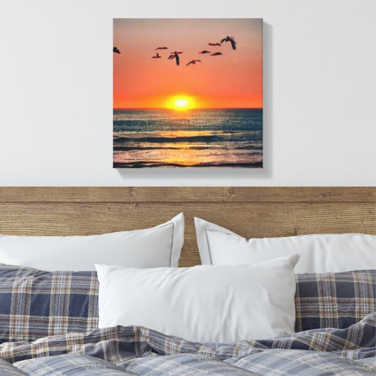 Zonnebak met vogels canvas afdruk (Insitu (Slaapkamer))
