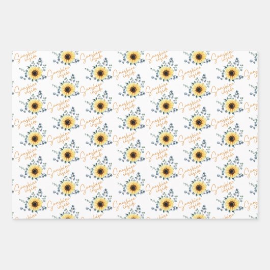 Zonnebakbladen in zonnebloempitten inpakpapier vel (Voorkant 3)