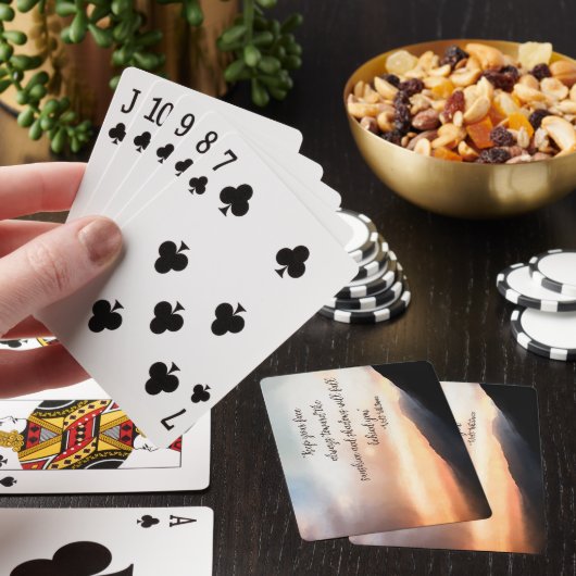 Zonnebakkaarten boven de bergen speelkaarten (Insitu)