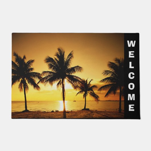 Zonnebakken en palmbomen Deurklep Deurmat (Voorkant)