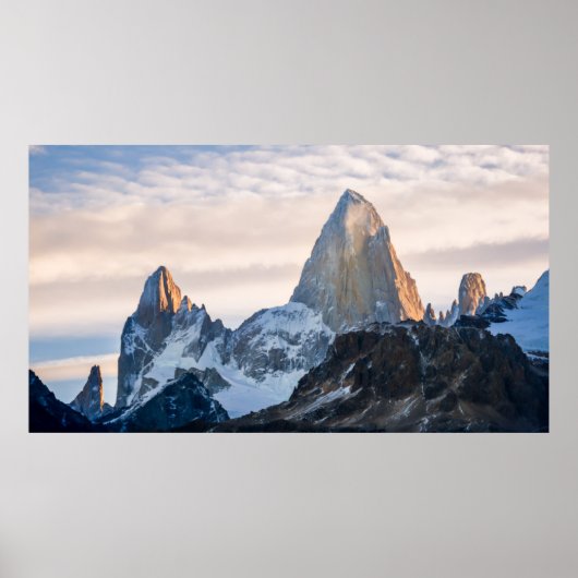 Zonnebakken en wolken boven Mt Fitzroy Poster (Voorkant)