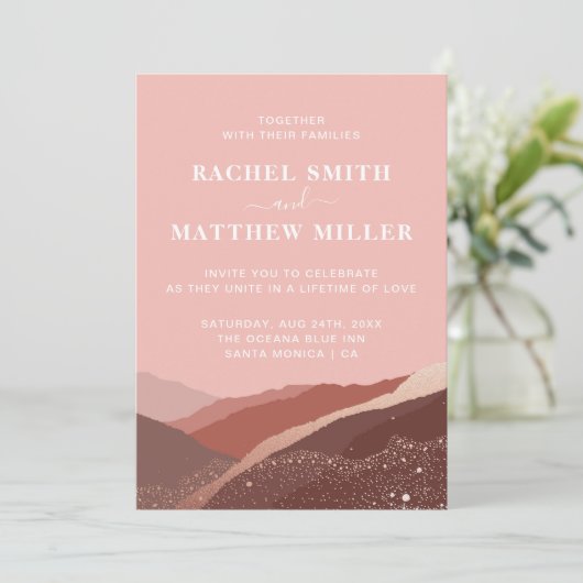 Zonnebakken in de heuvels bergen roos roze stoffig kaart (Staand voorkant)