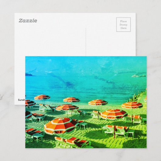 Zonnebakken op het strand in Frankrijk Briefkaart (Voorkant / Achterkant)