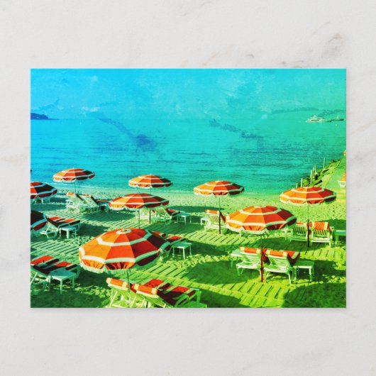 Zonnebakken op het strand in Frankrijk Briefkaart (Voorkant)