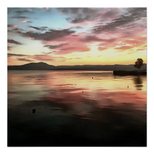 Zonnebakken op het water-Koycegizmeer Perfect Poster