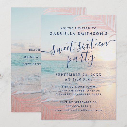 Zonnebakroze zomerzonsondergang 16e verjaardag kaart (Voorkant / Achterkant)