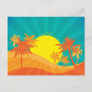 Zonnebaktropische retro-surf briefkaart