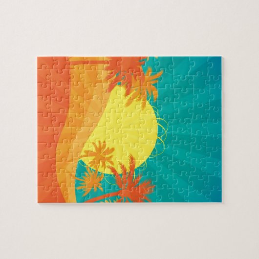 Zonnebaktropische retro-surf legpuzzel (Horizontaal)