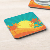 Zonnebaktropische retro-surf ontwerp bier onderzetter (Linkerzijde)