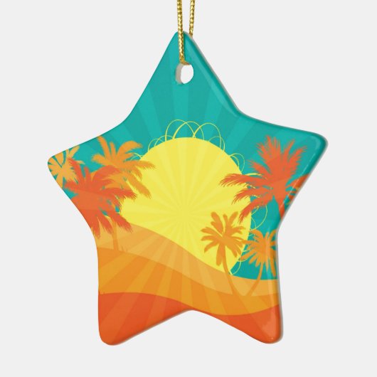 Zonnebaktropische retro-surf ontwerp keramisch ornament (Links)