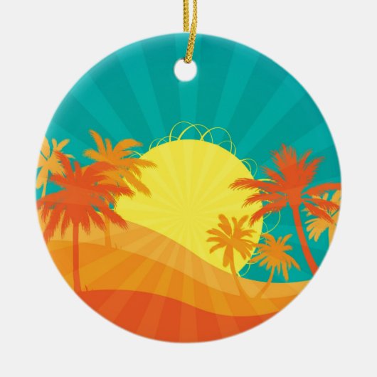 Zonnebaktropische retro-surf ontwerp keramisch ornament (Voorkant)