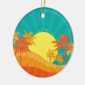 Zonnebaktropische retro-surf ontwerp keramisch ornament (Links)