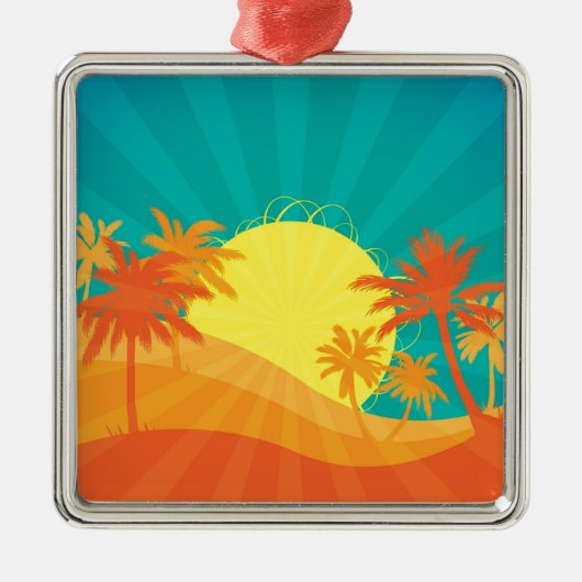 Zonnebaktropische retro-surf ontwerp metalen ornament (Voorkant)