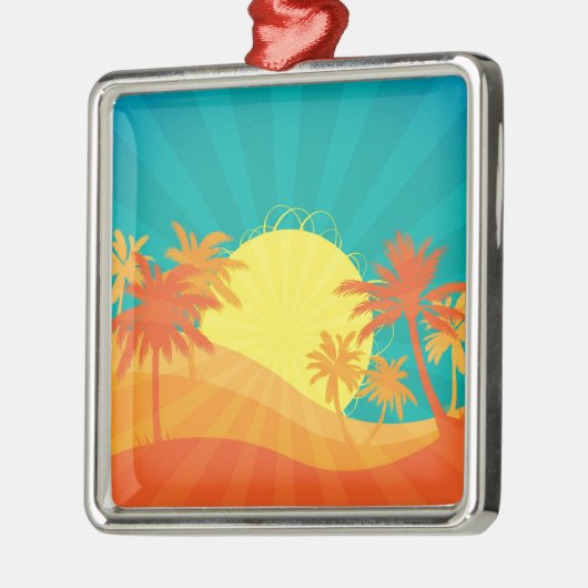 Zonnebaktropische retro-surf ontwerp metalen ornament (Links)