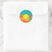 Zonnebaktropische retro-surf ontwerp ronde sticker (Tas)