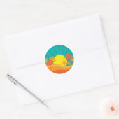 Zonnebaktropische retro-surf ontwerp ronde sticker (Envelop)