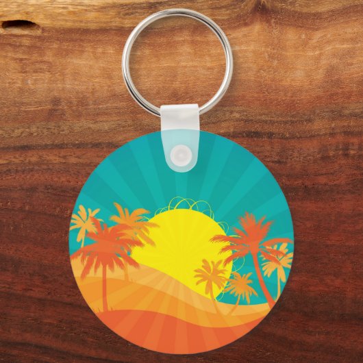 Zonnebaktropische retro-surf ontwerp sleutelhanger (Voorkant)