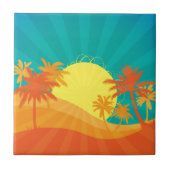 Zonnebaktropische retro-surf tegeltje (Voorkant)