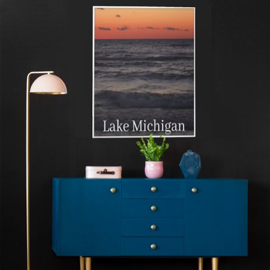 zonnebank, meer van Michigan Poster