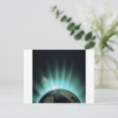 Zonnebarst over het wereldbol briefkaart (Staand voorkant)