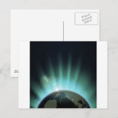 Zonnebarst over het wereldbol briefkaart (Voorkant / Achterkant)