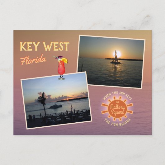 Zonnebeeld van het Mallory Square, Key West Briefkaart (Voorkant)