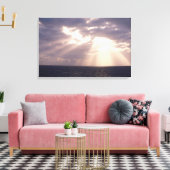 Zonnebeelden door wolken over de oceaan canvas afdruk (Insitu (Woonkamer))