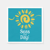 Zonneblauw geel wit strand Zeeen dag cocktail Servet (Voorkant)