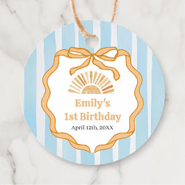Zonneblauw Gingham Feestelijke Verjaardags Cadeaut Bedankjes Labels