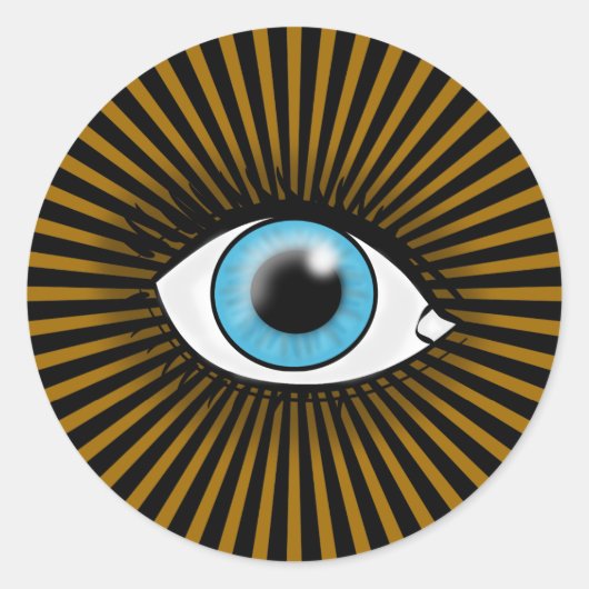 Zonneblauw oog ronde sticker (Voorkant)