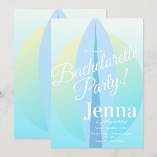 Zonneblauw vrijgezellenfeesten strand kaart (Voorkant / Achterkant)