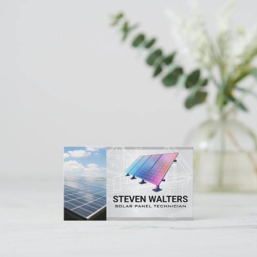 Zonneblauwdrukken | Zonnepaneeltechniek | Energie  Visitekaartje (Staand voorkant)